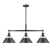 Golden 3306-LP BLK-RBZ - Yep by Golden Lighting Orwell 3-light Island Light in Matte Black and Rubbed Bronze shade